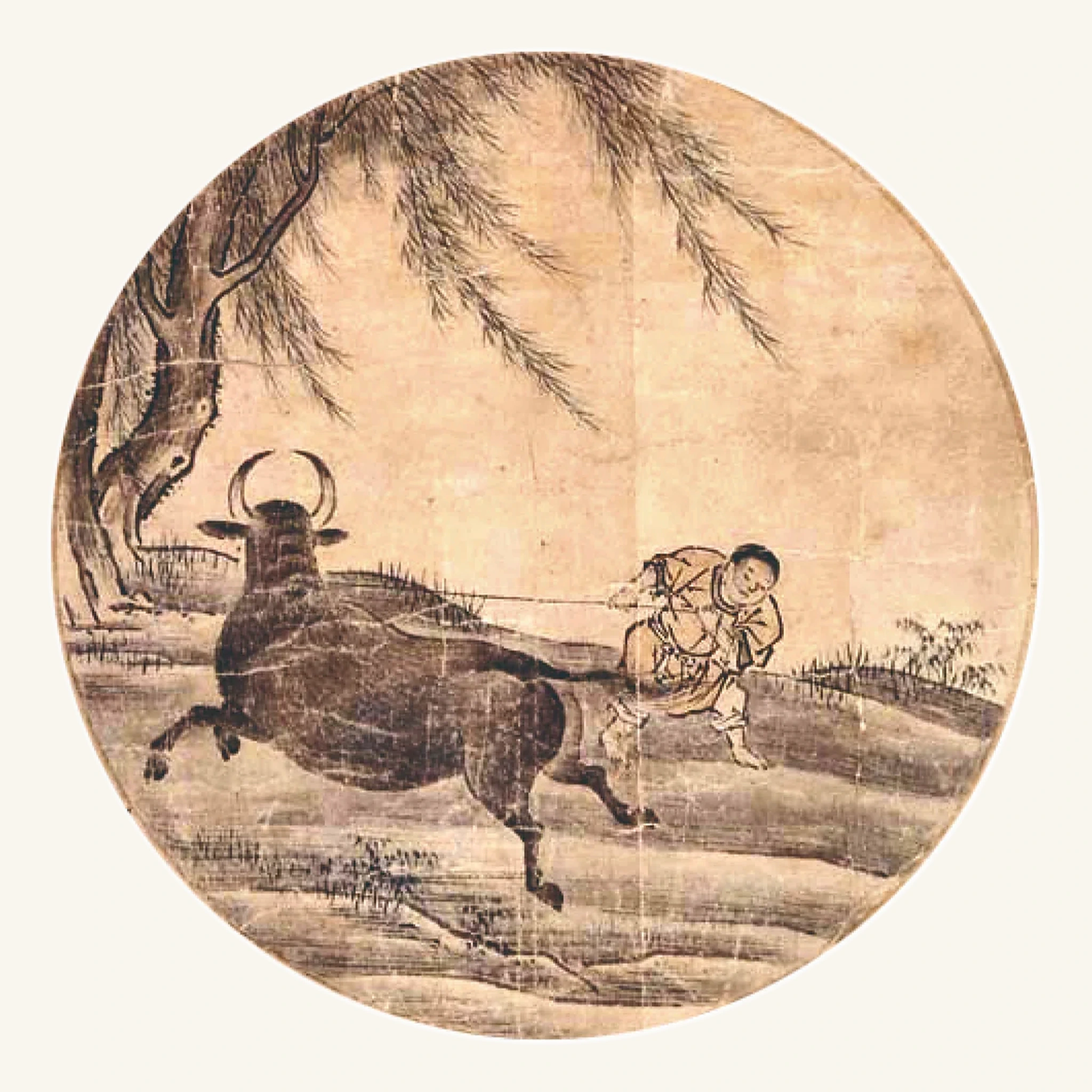 得牛—Catching the Ox. To glimpse the ox is not to master it. Insight is volatile; habit has muscle. The fourth image refuses the fantasy that one revelation, one diagnosis, or one public declaration of authenticity completes the work. Indeed, awakening can become the most flattering performance of all: the self now exhibits its liberation. Catching means accepting friction—discipline, repetition, the rope of trust—until perception and conduct begin to agree. The ox is not an enemy to be destroyed, but neither is every impulse sacred merely because it feels spontaneous.