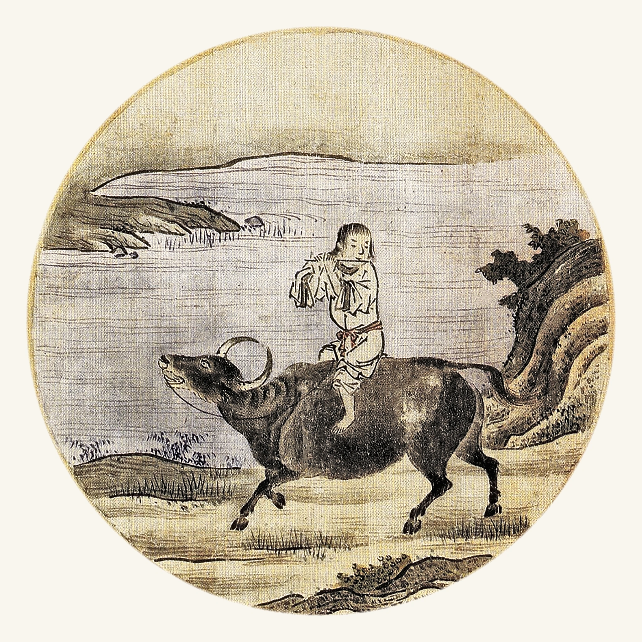 騎牛歸家—Riding the Ox Home. Homecoming arrives as music, not argument. The rider no longer hauls the ox; the ox carries the rider. Practice has passed from management into rhythm. This is the first image of ease, yet not the leisure sold as recovery for future productivity. It is time that no audience must validate. “For one who knows the music, why move lips or teeth?” The line does not despise language; it marks the point at which explanation no longer substitutes for inhabitation. The book associates this stage with community and the sacred: home is not merely private calm, but a world in which ritual, silence, and shared meaning can again have weight.